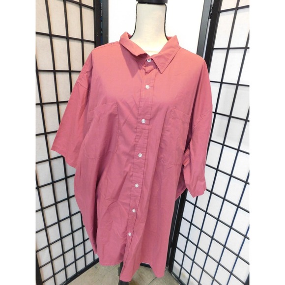 Haband Mens Short Sleeve Button Up Pink 4X - Picture 1 of 3